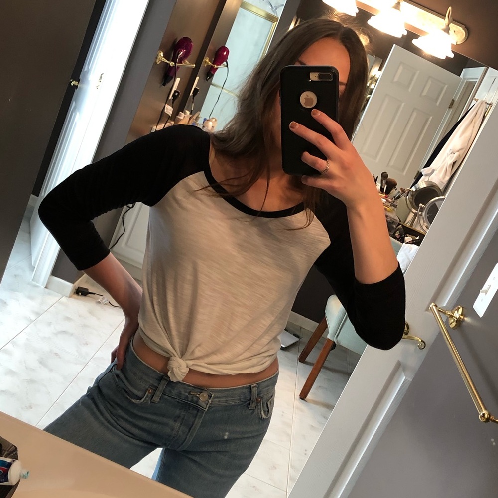 Black & white baseball style shirt